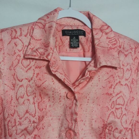 Dialogue Pink Snake Print Chic Jacket Spring Animal Print Size 10 - Picture 2 of 8